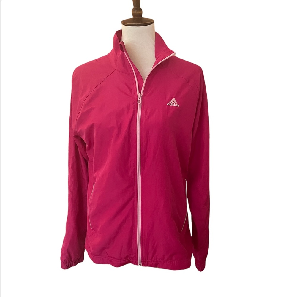 Adidas Pink Athletic Windbreaker Jacket